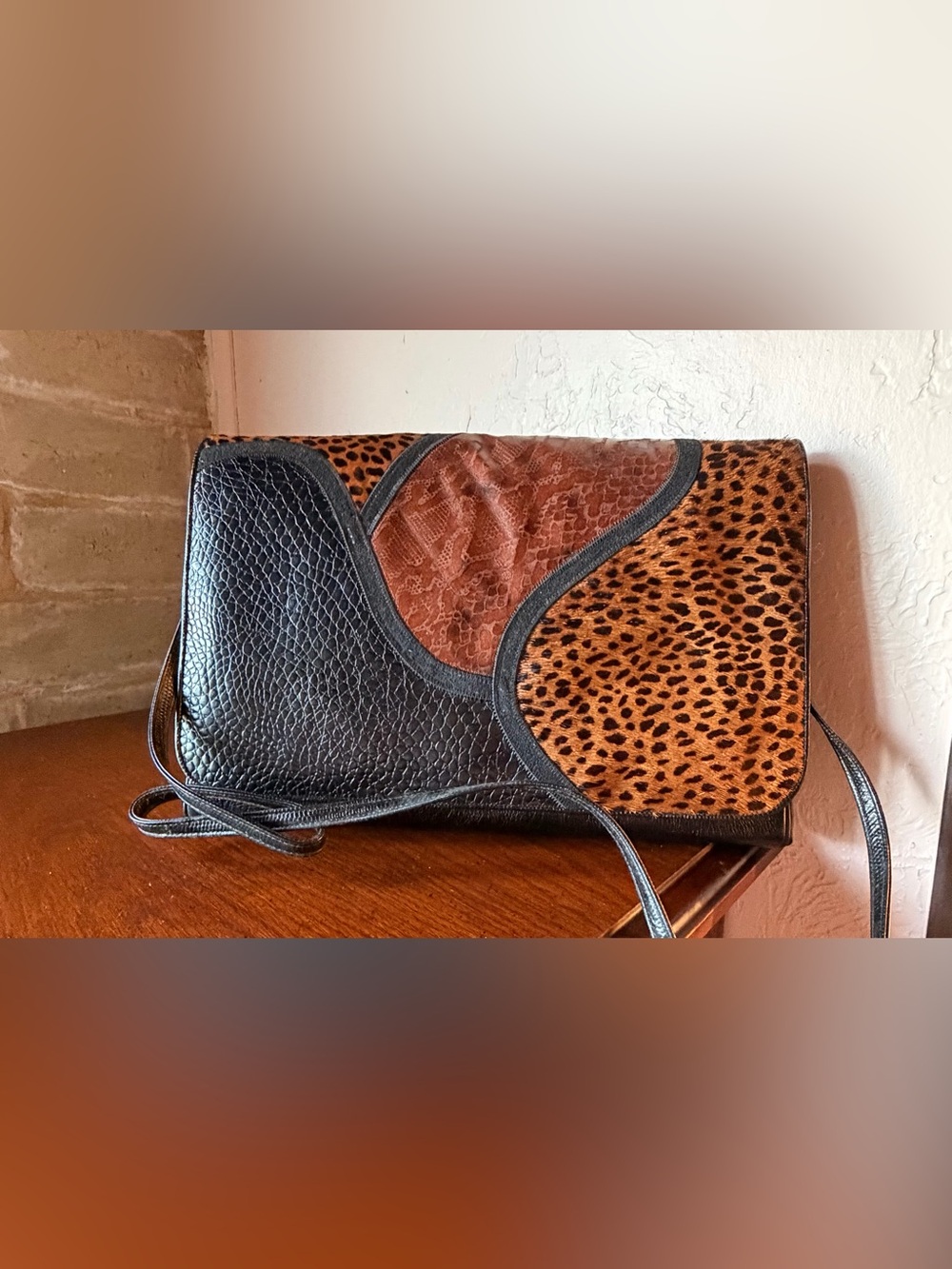 Vintage Sharif 1980s Patchwork Leather Shoulder Bag